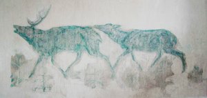 Fresco met Groen-Blauwe Herten door Franz Marc